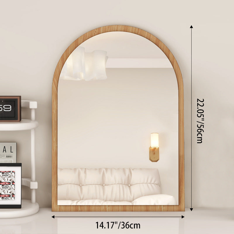 Modern Mid-Century Particleboard Glass Tabletop Arched Shaped Wall-Mountable Wall Mirror For Bedroom &amp; Entryway