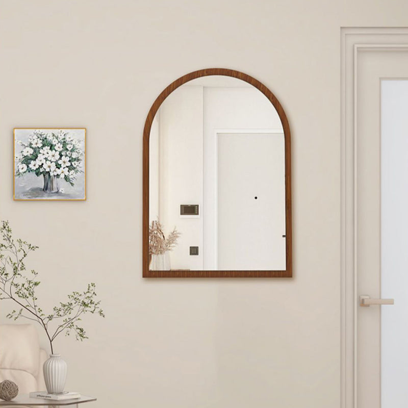 Modern Mid-Century Particleboard Glass Tabletop Arched Shaped Wall-Mountable Wall Mirror For Bedroom &amp; Entryway