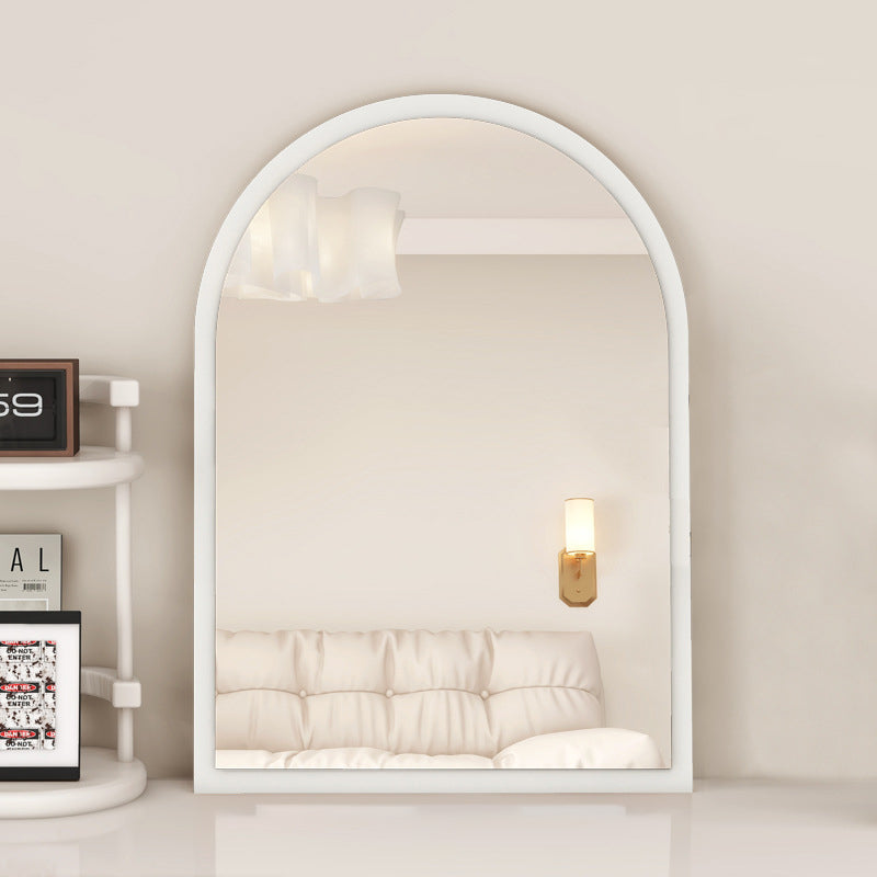 Modern Mid-Century Particleboard Glass Tabletop Arched Shaped Wall-Mountable Wall Mirror For Bedroom &amp; Entryway