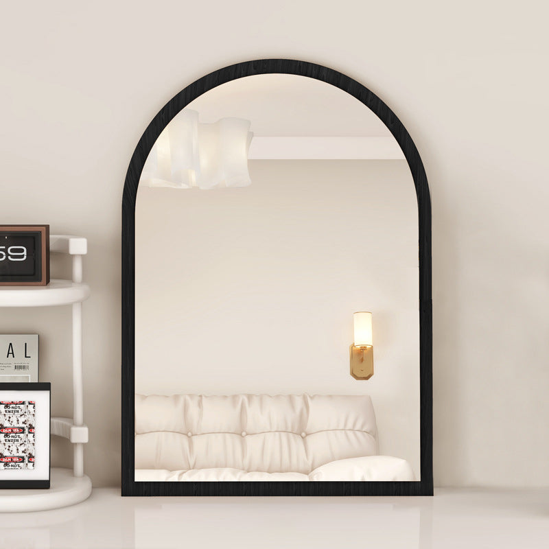 Modern Mid-Century Particleboard Glass Tabletop Arched Shaped Wall-Mountable Wall Mirror For Bedroom &amp; Entryway