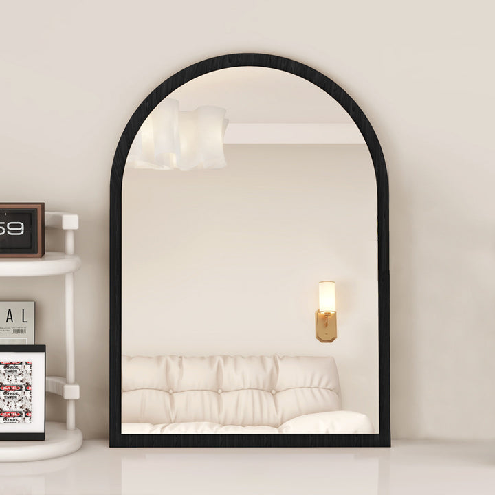 Modern Mid-Century Particleboard Glass Tabletop Arched Shaped Wall-Mountable Wall Mirror For Bedroom &amp; Entryway