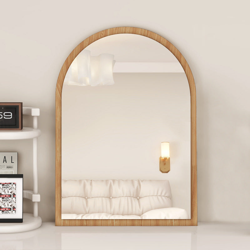 Modern Mid-Century Particleboard Glass Tabletop Arched Shaped Wall-Mountable Wall Mirror For Bedroom &amp; Entryway