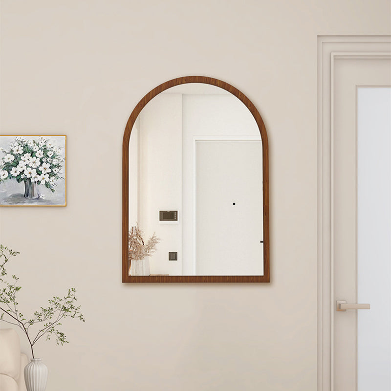 Modern Mid-Century Particleboard Glass Tabletop Arched Shaped Wall-Mountable Wall Mirror For Bedroom &amp; Entryway