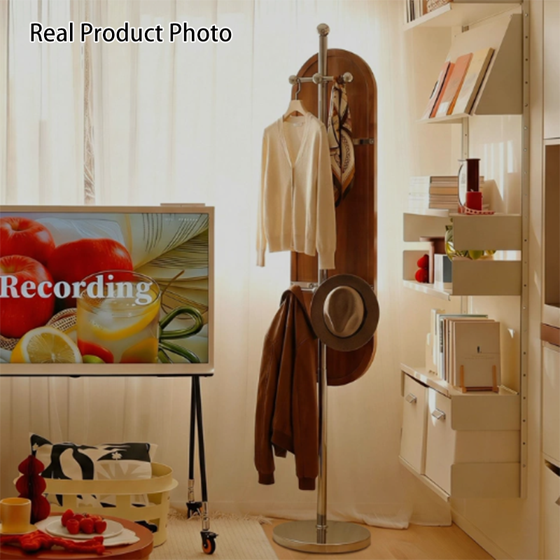 Modern Mid-Century Glass Rubberwood Stainless Steel Decorative Rotating Full-Length Floor Mirror For Bedroom