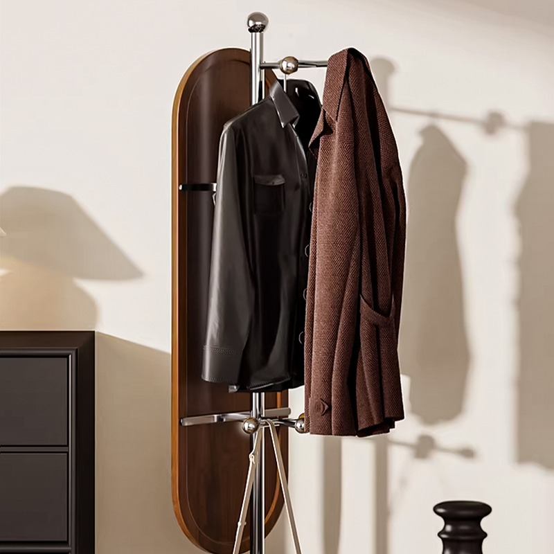Modern Mid-Century Glass Rubberwood Stainless Steel Decorative Rotating Full-Length Floor Mirror For Bedroom