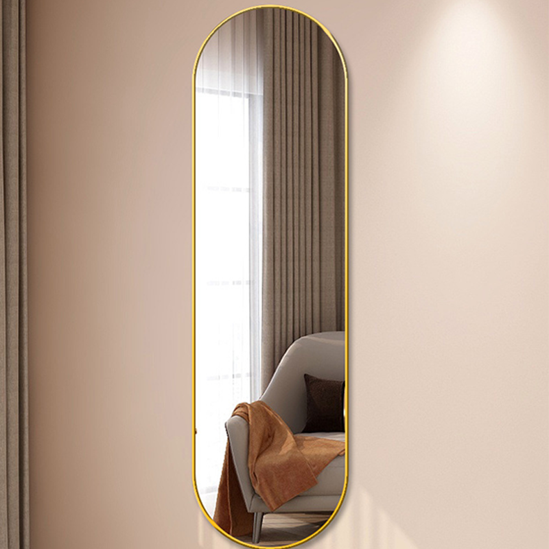 Modern Minimalist Oval Aluminum Alloy Glass Full-Length Wall Mirror For Living Room