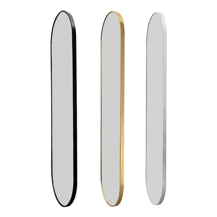 Modern Minimalist Oval Aluminum Alloy Glass Full-Length Wall Mirror For Living Room