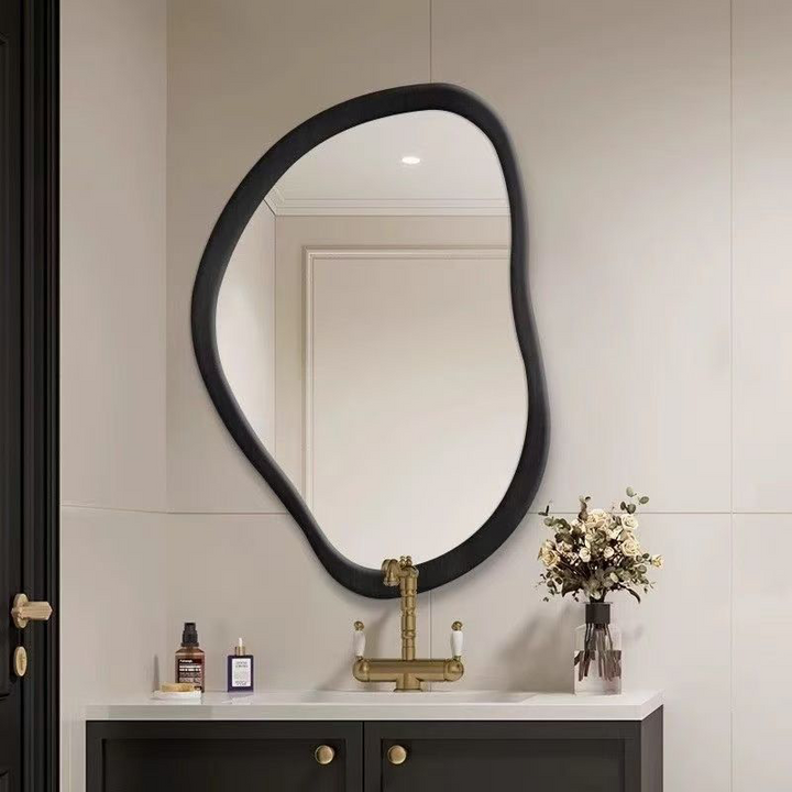 Traditional Vintage Irregular Plywood Glass Wall Mirror For Bathroom