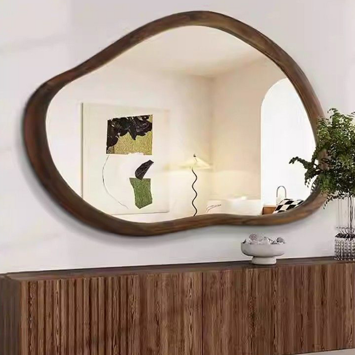 Traditional Vintage Irregular Plywood Glass Wall Mirror For Bathroom