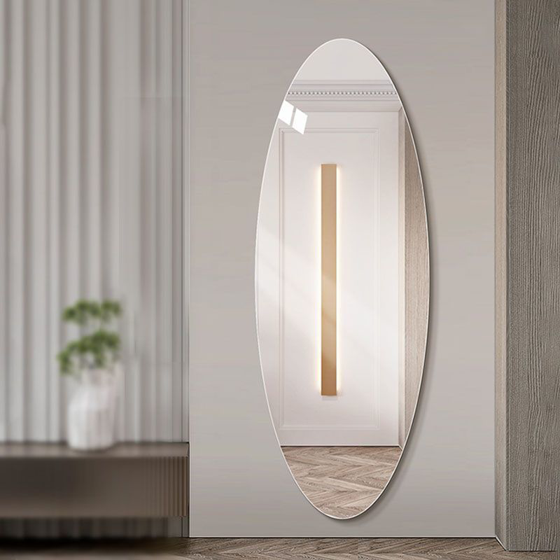 Modern Minimalist Oval Glass Full-Length Mirror Wall Mounted For Living Room