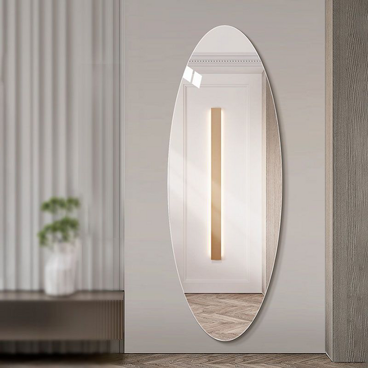 Modern Minimalist Oval Glass Full-Length Mirror Wall Mounted For Living Room