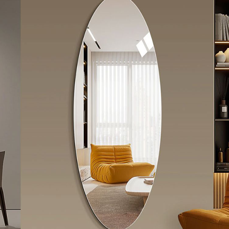 Modern Minimalist Oval Glass Full-Length Mirror Wall Mounted For Living Room