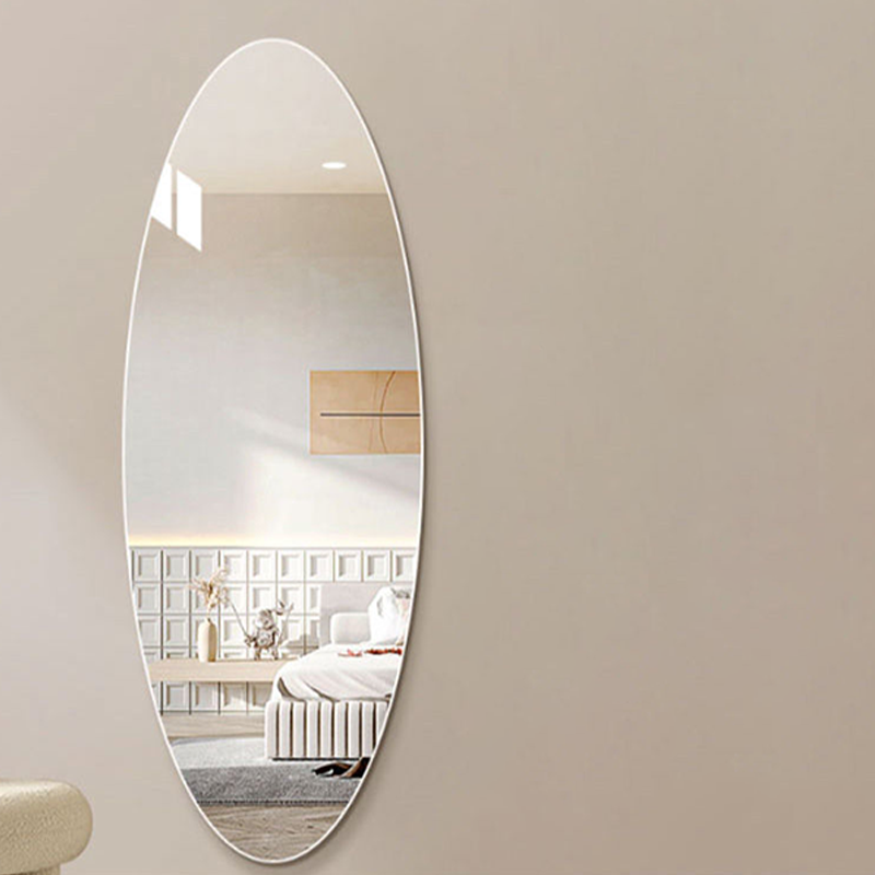 Modern Minimalist Oval Glass Full-Length Mirror Wall Mounted For Living Room