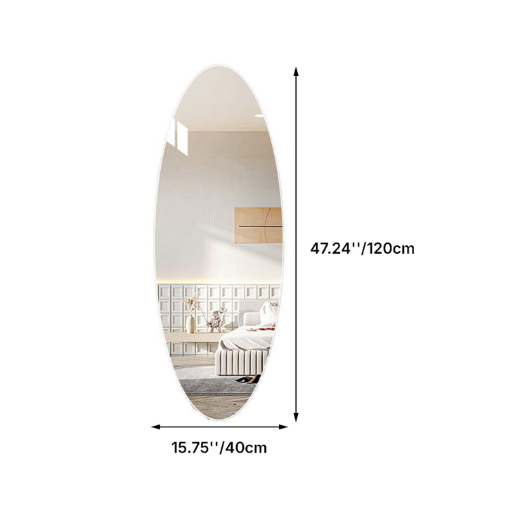 Modern Minimalist Oval Glass Full-Length Mirror Wall Mounted For Living Room