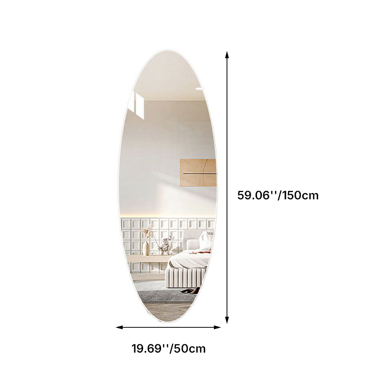 Modern Minimalist Oval Glass Full-Length Mirror Wall Mounted For Living Room