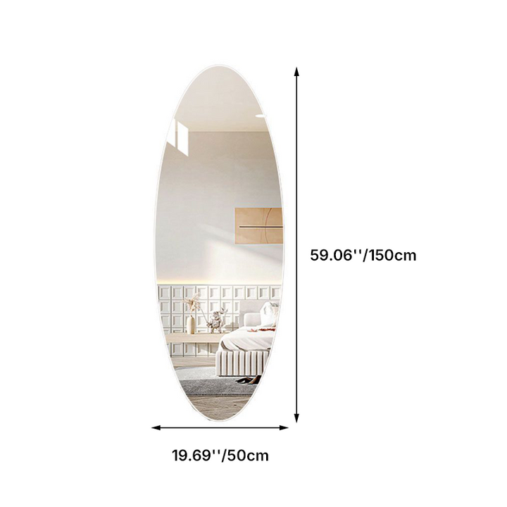 Modern Minimalist Oval Glass Full-Length Mirror Wall Mounted For Living Room