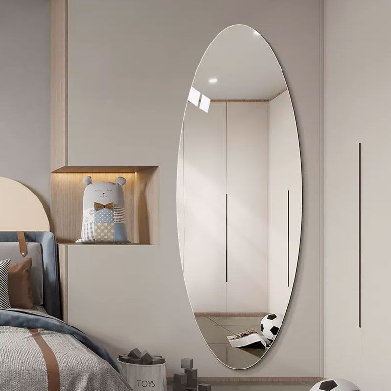 Modern Minimalist Oval Glass Full-Length Mirror Wall Mounted For Living Room