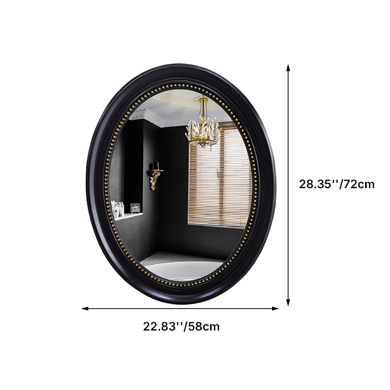 Traditional French Oval Glass Plastic Wall Mirror For Bathroom