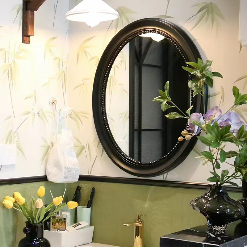 Traditional French Oval Glass Plastic Wall Mirror For Bathroom