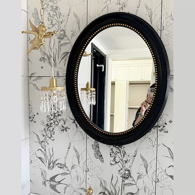 Traditional French Oval Glass Plastic Wall Mirror For Bathroom