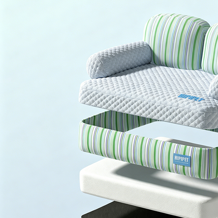 Contemporary Coastal Polyester Fabric PP Cotton Rectangular Dog Bed Pet Bed For Living Room