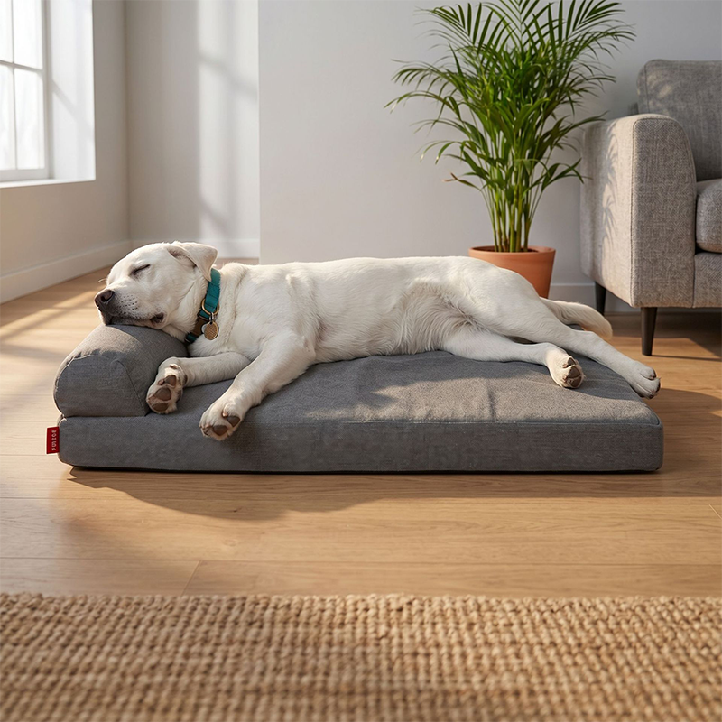 Modern Minimalist Rectangular Linen Fabric Cooling Dog Bed Pet Bed Removable For Living Room