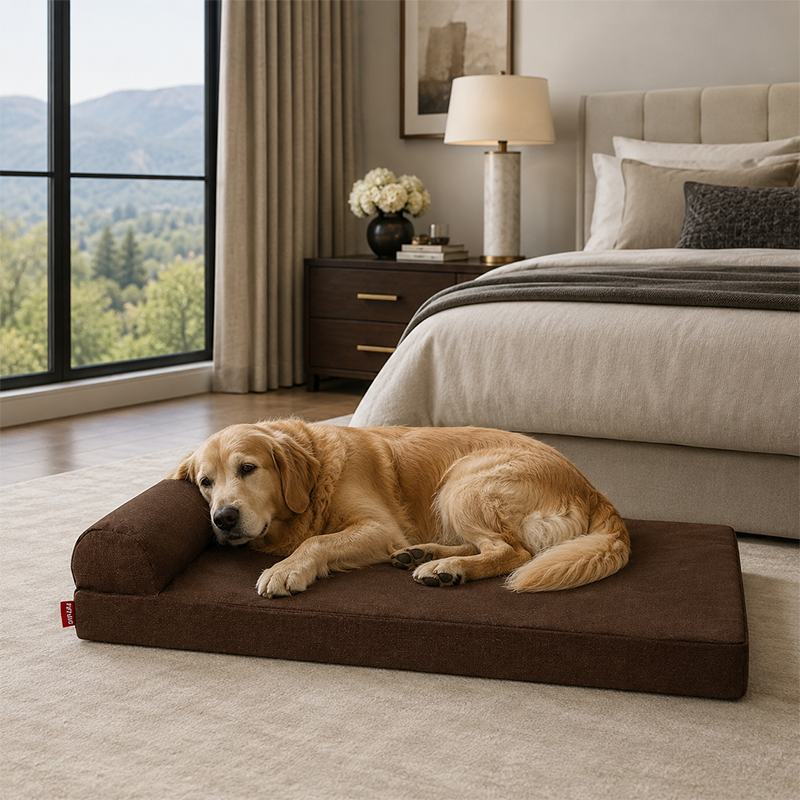 Modern Minimalist Rectangular Linen Fabric Cooling Dog Bed Pet Bed Removable For Living Room