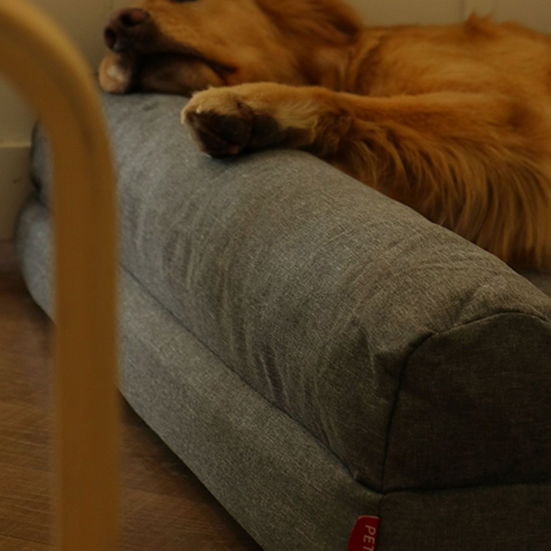 Modern Minimalist Rectangular Linen Fabric Cooling Dog Bed Pet Bed Removable For Living Room