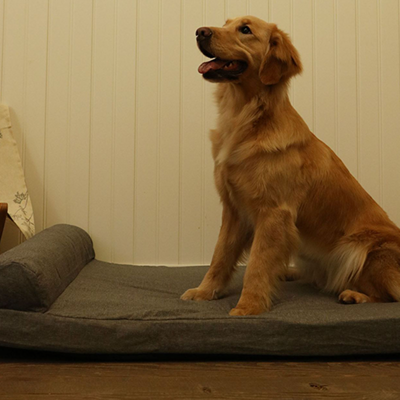 Modern Minimalist Rectangular Linen Fabric Cooling Dog Bed Pet Bed Removable For Living Room