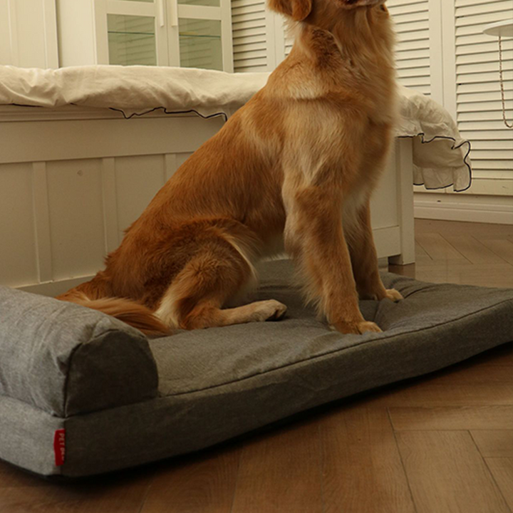 Modern Minimalist Rectangular Linen Fabric Cooling Dog Bed Pet Bed Removable For Living Room