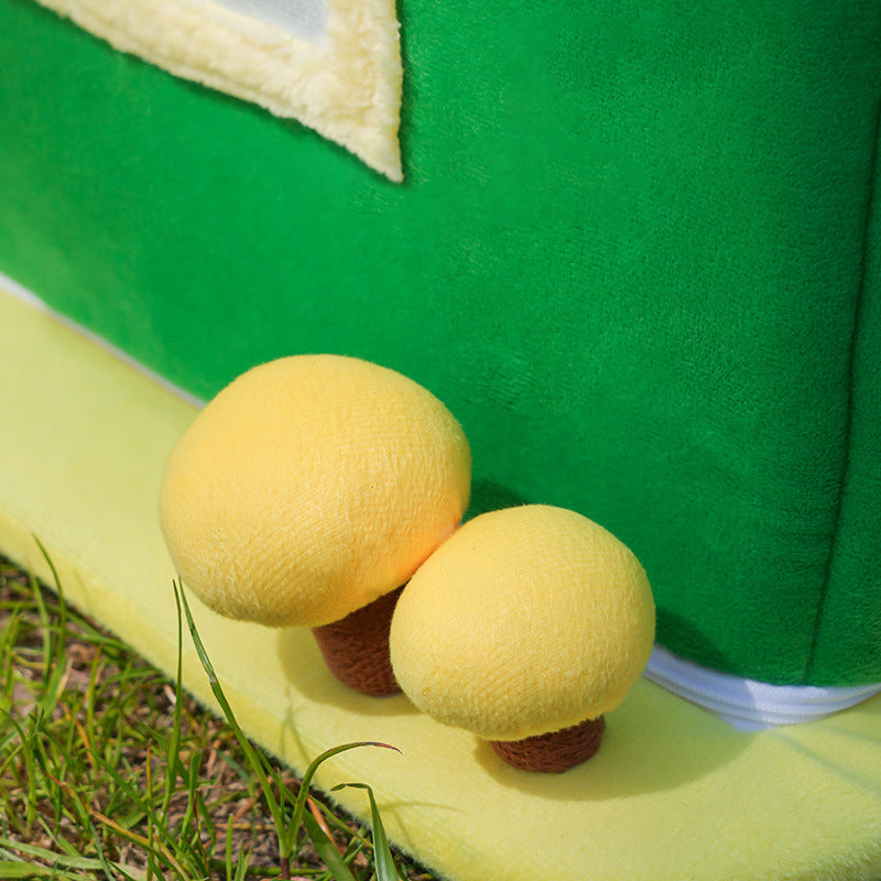 Modern Simplicity Velvet Foam Sponge House-Shaped Movable Cozy Enclosed Cat Bed For Living Room
