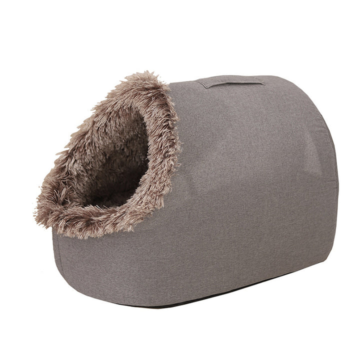 Modern Simplicity Faux Cotton Linen Foam Sponge Plush Movable Cat Bed For Living Room