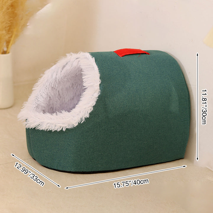 Modern Simplicity Faux Cotton Linen Foam Sponge Plush Movable Cat Bed For Living Room