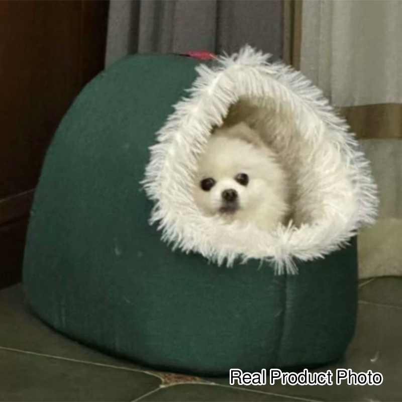 Modern Simplicity Faux Cotton Linen Foam Sponge Plush Movable Cat Bed For Living Room