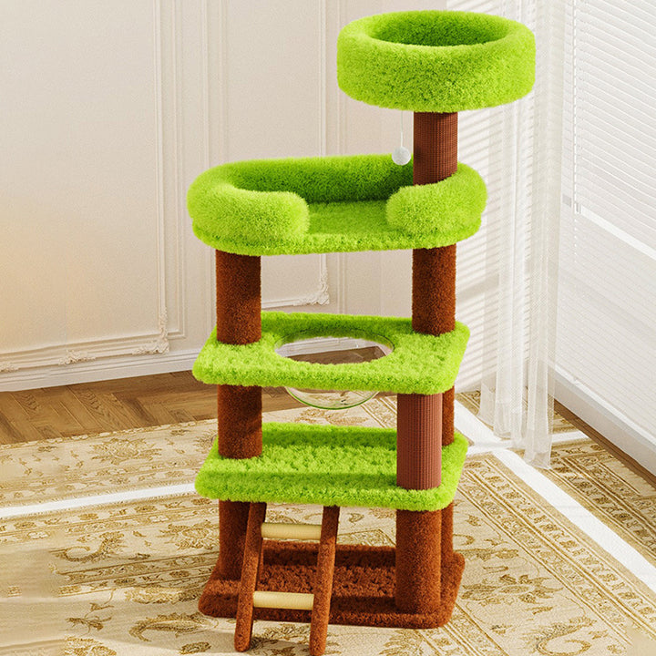 Modern Simplicity Velvet MDF Cardboard Movable 5-Tier Cat Tree &amp; Condo For Living Room