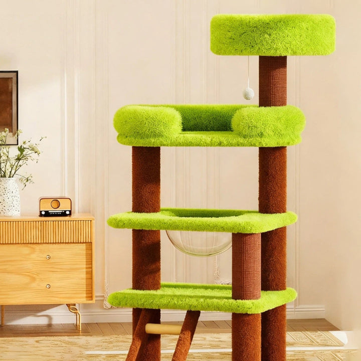 Modern Simplicity Velvet MDF Cardboard Movable 5-Tier Cat Tree &amp; Condo For Living Room