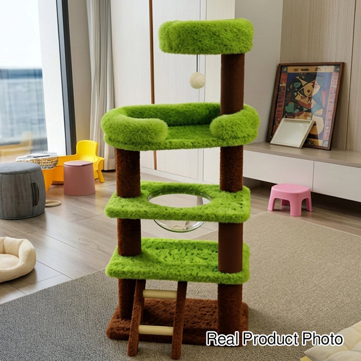 Modern Simplicity Velvet MDF Cardboard Movable 5-Tier Cat Tree &amp; Condo For Living Room