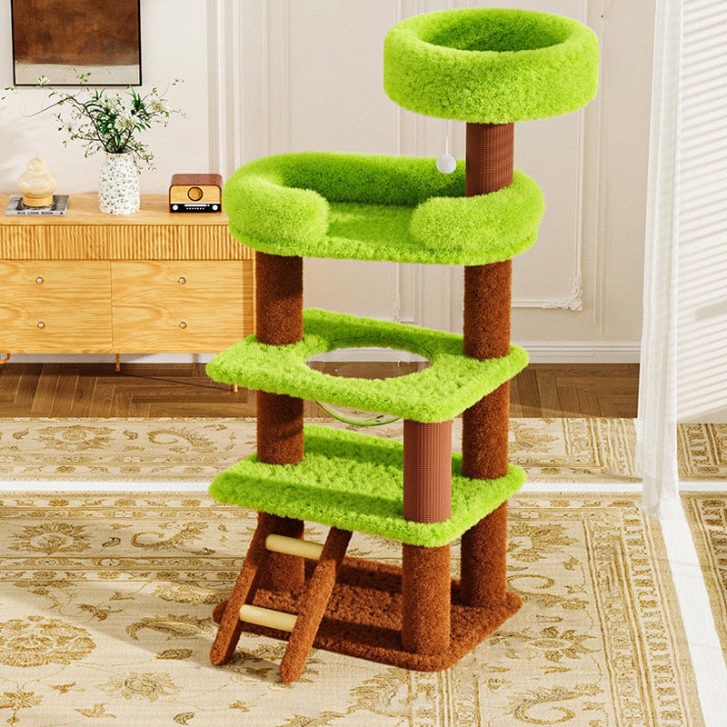 Modern Simplicity Velvet MDF Cardboard Movable 5-Tier Cat Tree &amp; Condo For Living Room