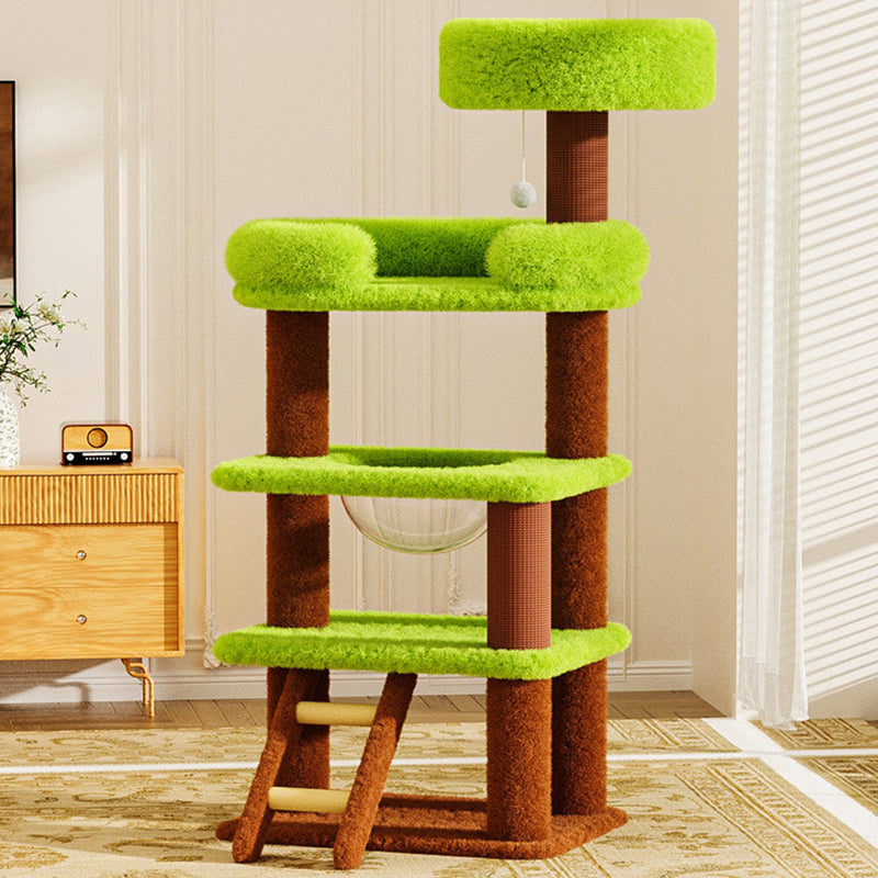 Modern Simplicity Velvet MDF Cardboard Movable 5-Tier Cat Tree &amp; Condo For Living Room