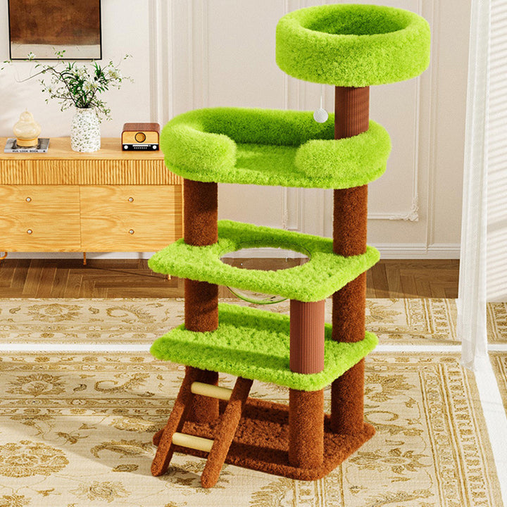 Modern Simplicity Velvet MDF Cardboard Movable 5-Tier Cat Tree &amp; Condo For Living Room