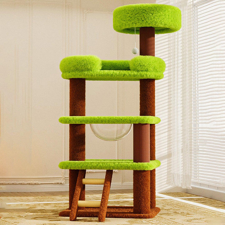 Modern Simplicity Velvet MDF Cardboard Movable 5-Tier Cat Tree &amp; Condo For Living Room