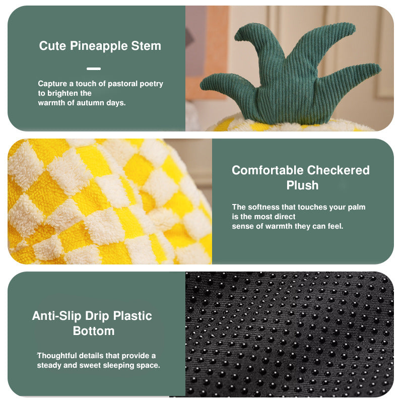 Modern Simplicity Velvet Polyester Fiber Movable Portable Enclosed Pineapple Shaped Cat Bed For Living Room