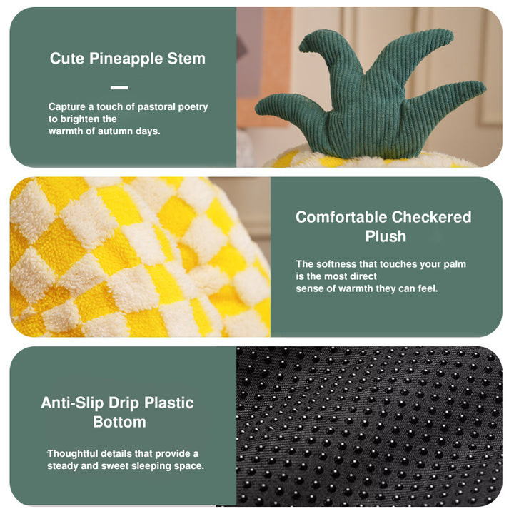 Modern Simplicity Velvet Polyester Fiber Movable Portable Enclosed Pineapple Shaped Cat Bed For Living Room