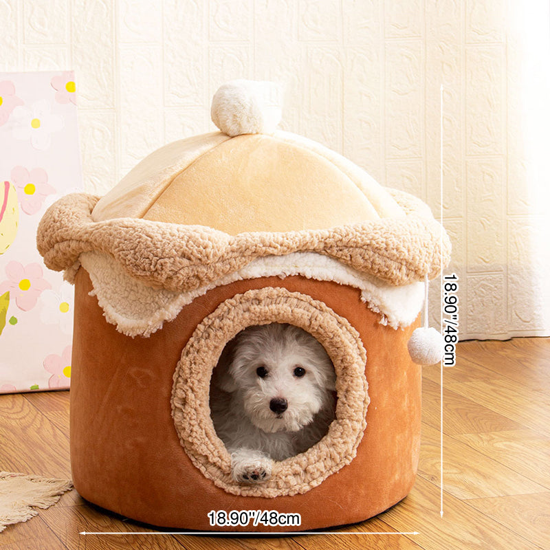 Modern Simplicity Crystal Velvet Brushed Fabric PP Cotton Decorative House-Shaped Cat Bed For Living Room