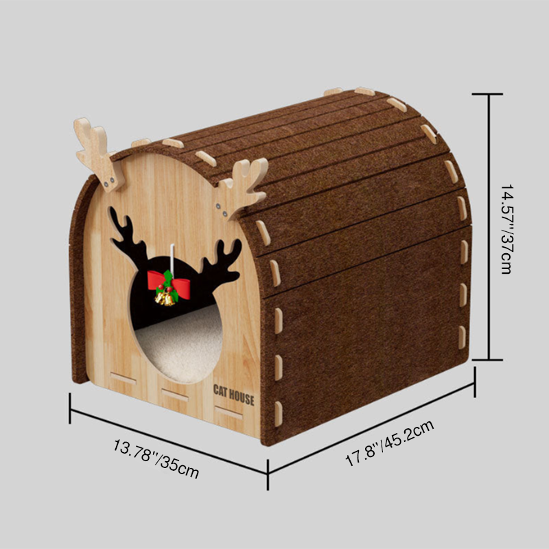 Modern Simplicity Felt MDF Jute Decorative Antler-Shaped Curved Cat Bed For Living Room