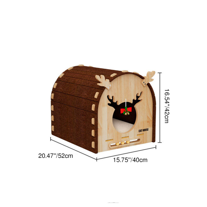 Modern Simplicity Felt MDF Jute Decorative Antler-Shaped Curved Cat Bed For Living Room