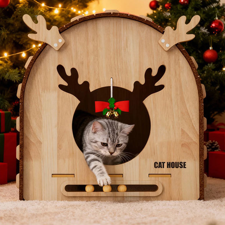 Modern Simplicity Felt MDF Jute Decorative Antler-Shaped Curved Cat Bed For Living Room