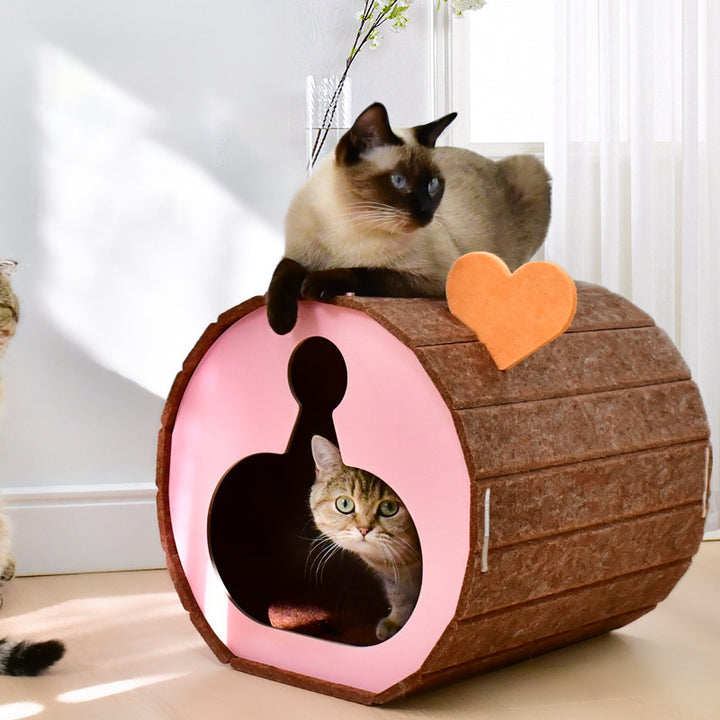 Modern Simplicity Cylinder Felt MDF Movable Scratch-Resistant Cat Bad For Living Room