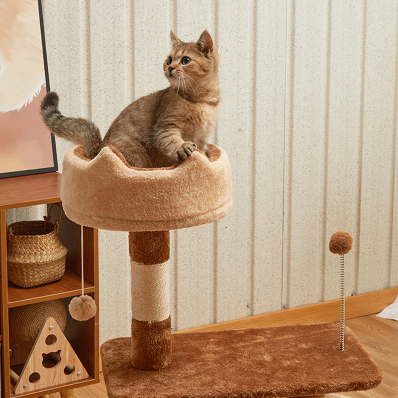 Modern Simplicity Velvet Particleboard Paper Tube Sisal With Scratching Post 3-Tier Cat Tree &amp; Condo For Living Room