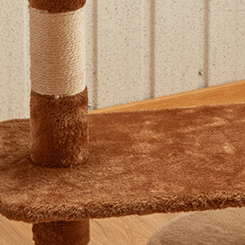 Modern Simplicity Velvet Particleboard Paper Tube Sisal With Scratching Post 3-Tier Cat Tree &amp; Condo For Living Room